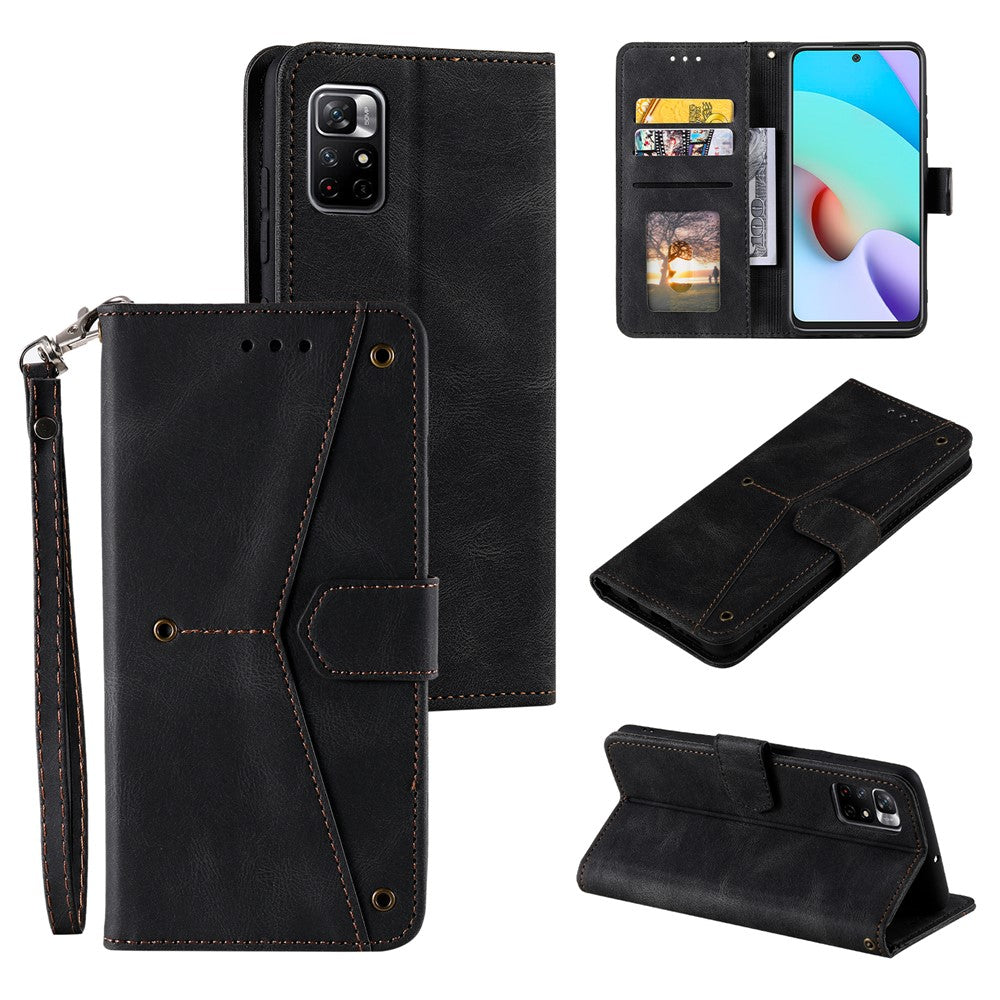 Splicing Stitching Skin-touch Feeling Full Protection PU Leather Cover Inner TPU Phone Case Shell with Stand Wallet for Xiaomi Redmi Note 11 Pro 5G (China) (MediaTek) / Note 11 Pro+ 5G