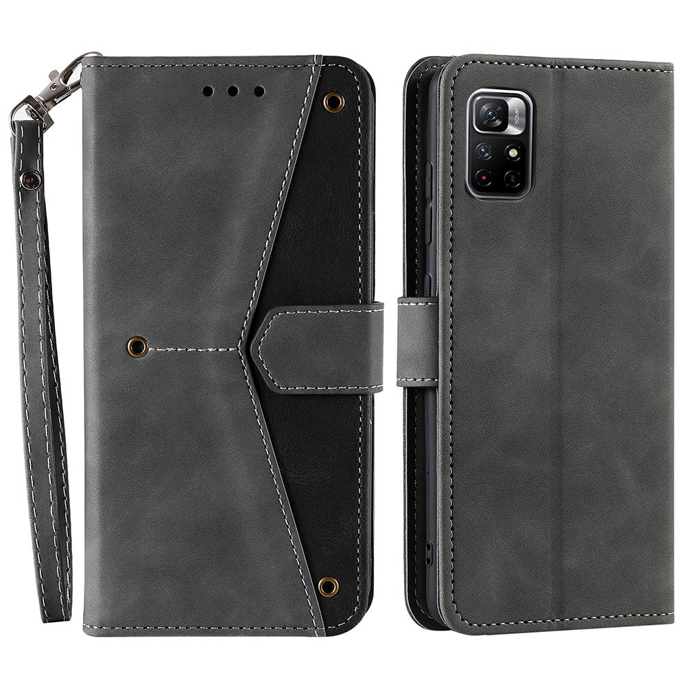 Splicing Stitching Skin-touch Feeling Full Protection PU Leather Cover Inner TPU Phone Case Shell with Stand Wallet for Xiaomi Redmi Note 11 Pro 5G (China) (MediaTek) / Note 11 Pro+ 5G