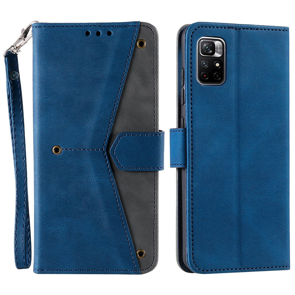 Splicing Stitching Skin-touch Feeling Full Protection PU Leather Cover Inner TPU Phone Case Shell with Stand Wallet for Xiaomi Redmi Note 11 Pro 5G (China) (MediaTek) / Note 11 Pro+ 5G