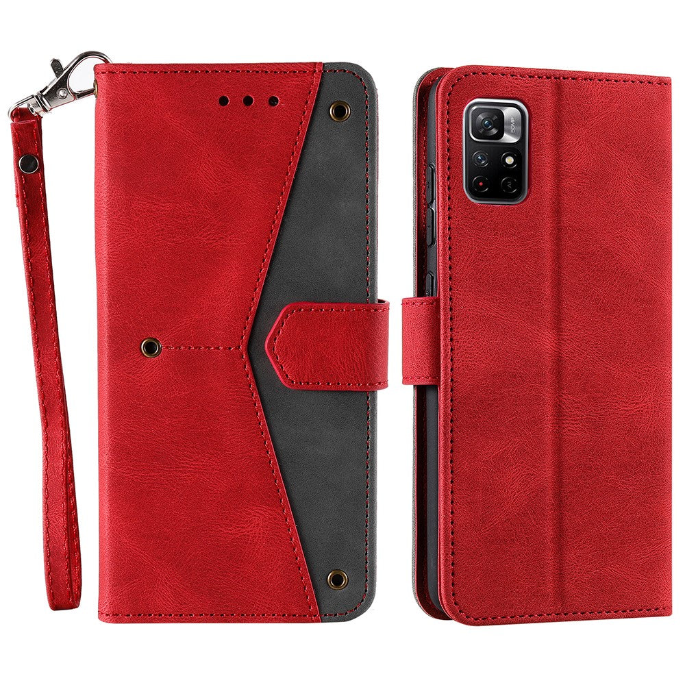 Splicing Stitching Skin-touch Feeling Full Protection PU Leather Cover Inner TPU Phone Case Shell with Stand Wallet for Xiaomi Redmi Note 11 Pro 5G (China) (MediaTek) / Note 11 Pro+ 5G