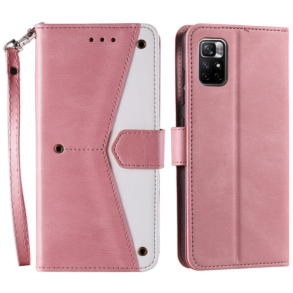 Splicing Stitching Skin-touch Feeling Full Protection PU Leather Cover Inner TPU Phone Case Shell with Stand Wallet for Xiaomi Redmi Note 11 Pro 5G (China) (MediaTek) / Note 11 Pro+ 5G