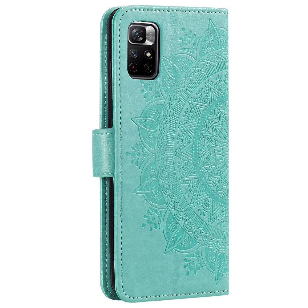 Imprinted Mandala Flower Wallet Leather Phone Case Anti-scratch Stand Shell with Strap for Xiaomi Redmi Note 11 Pro 5G (China) (MediaTek) / Note 11 Pro+ 5G
