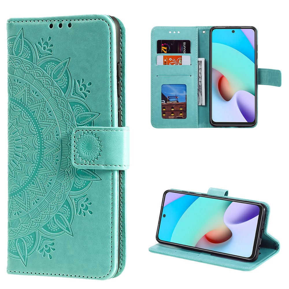 Imprinted Mandala Flower Wallet Leather Phone Case Anti-scratch Stand Shell with Strap for Xiaomi Redmi Note 11 Pro 5G (China) (MediaTek) / Note 11 Pro+ 5G