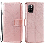 Imprinted Mandala Flower Wallet Leather Phone Case Anti-scratch Stand Shell with Strap for Xiaomi Redmi Note 11 Pro 5G (China) (MediaTek) / Note 11 Pro+ 5G