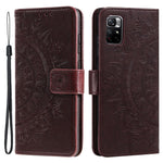 Imprinted Mandala Flower Wallet Leather Phone Case Anti-scratch Stand Shell with Strap for Xiaomi Redmi Note 11 Pro 5G (China) (MediaTek) / Note 11 Pro+ 5G