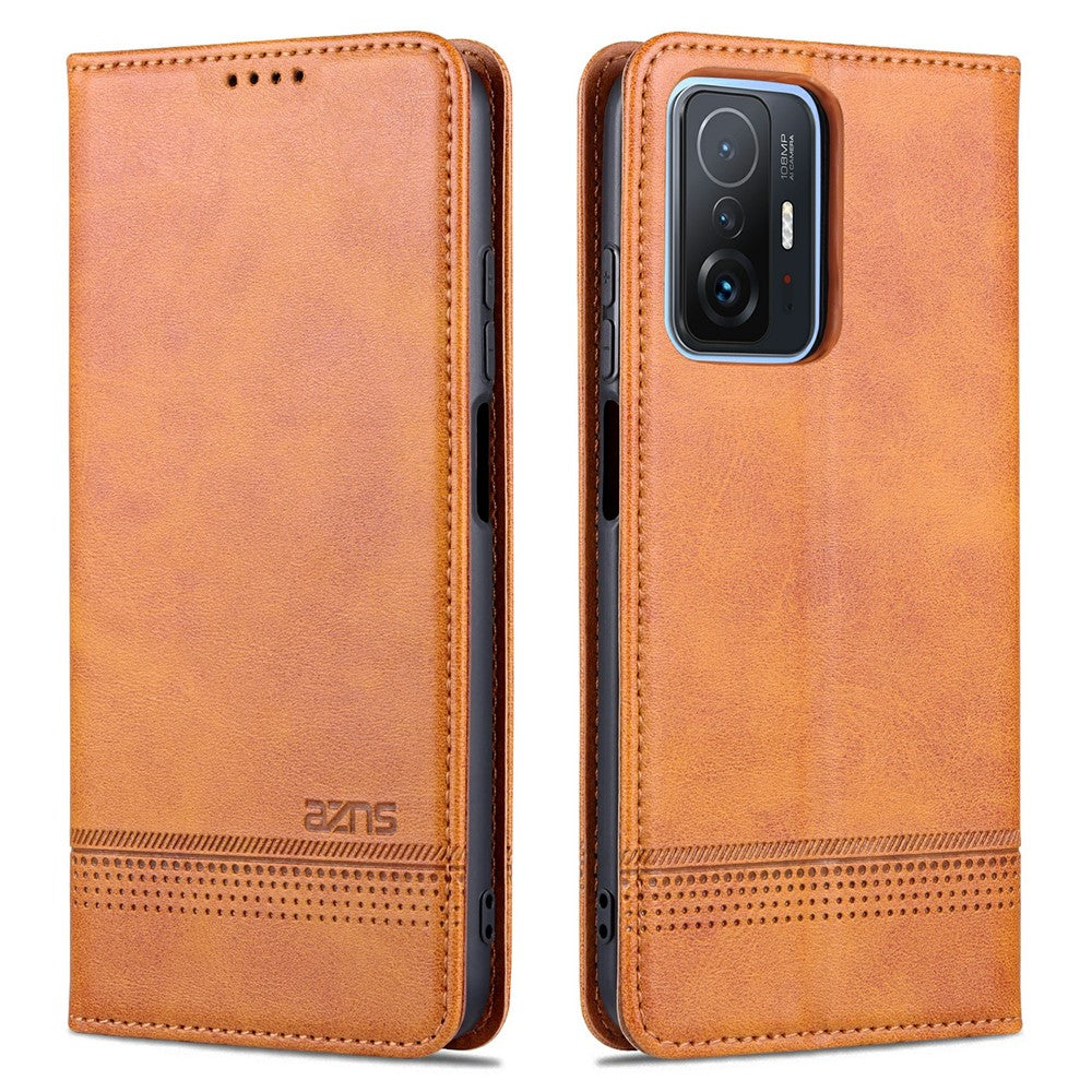 AZNS Wallet Design Durable PU Leather Shockproof Phone Cover Case for Xiaomi 11T / Xiaomi 11T Pro