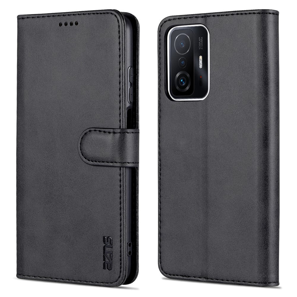 AZNS Premium PU Leather Wallet Stand Magnetic Closure Protective Flip Phone Cover for Xiaomi 11T / 11T Pro