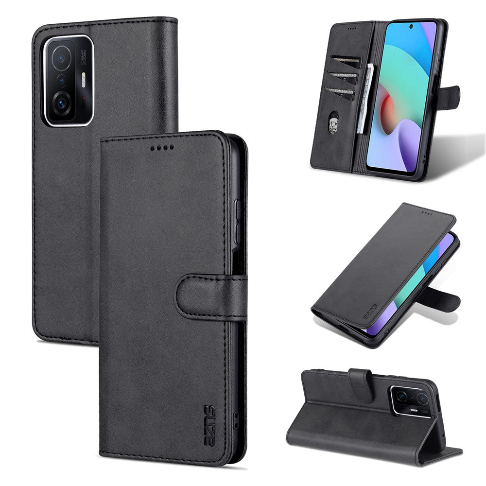AZNS Premium PU Leather Wallet Stand Magnetic Closure Protective Flip Phone Cover for Xiaomi 11T / 11T Pro