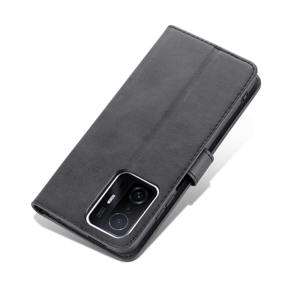 AZNS Premium PU Leather Wallet Stand Magnetic Closure Protective Flip Phone Cover for Xiaomi 11T / 11T Pro