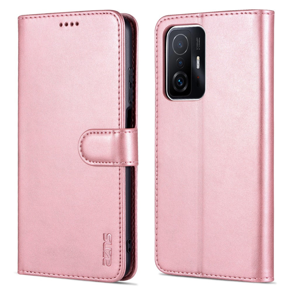 AZNS Premium PU Leather Wallet Stand Magnetic Closure Protective Flip Phone Cover for Xiaomi 11T / 11T Pro