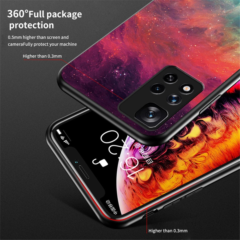 Starry Sky Pattern Design Tempered Glass Back Soft TPU Shock Absorption Protective Case for Xiaomi Redmi Note 11 Pro 5G (China) (MediaTek)/Note 11 Pro+ 5G