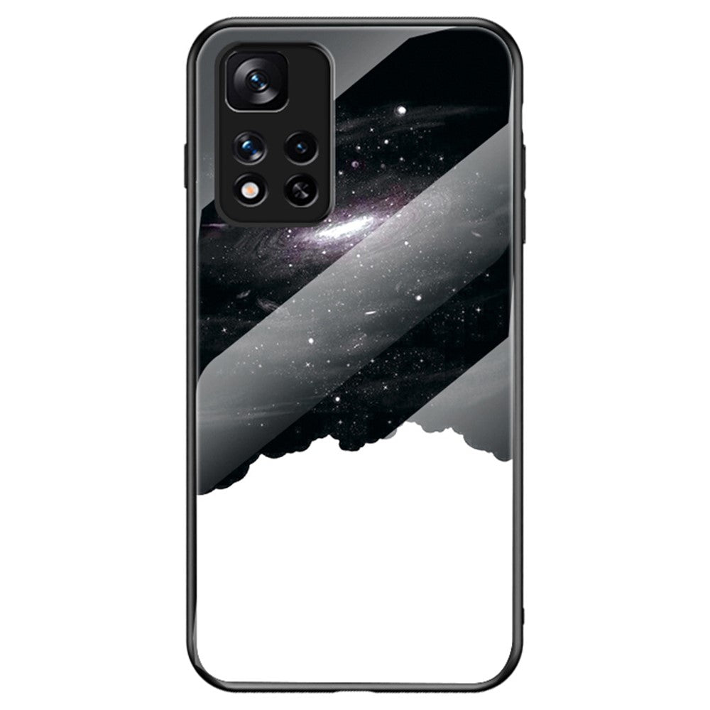 Skyddsskal i härdat glas med stjärnmönster och mjukt TPU-material, stötdämpande design för Xiaomi Redmi Note 11 Pro 5G (Kina) (MediaTek)/Note 11 Pro+ 5G