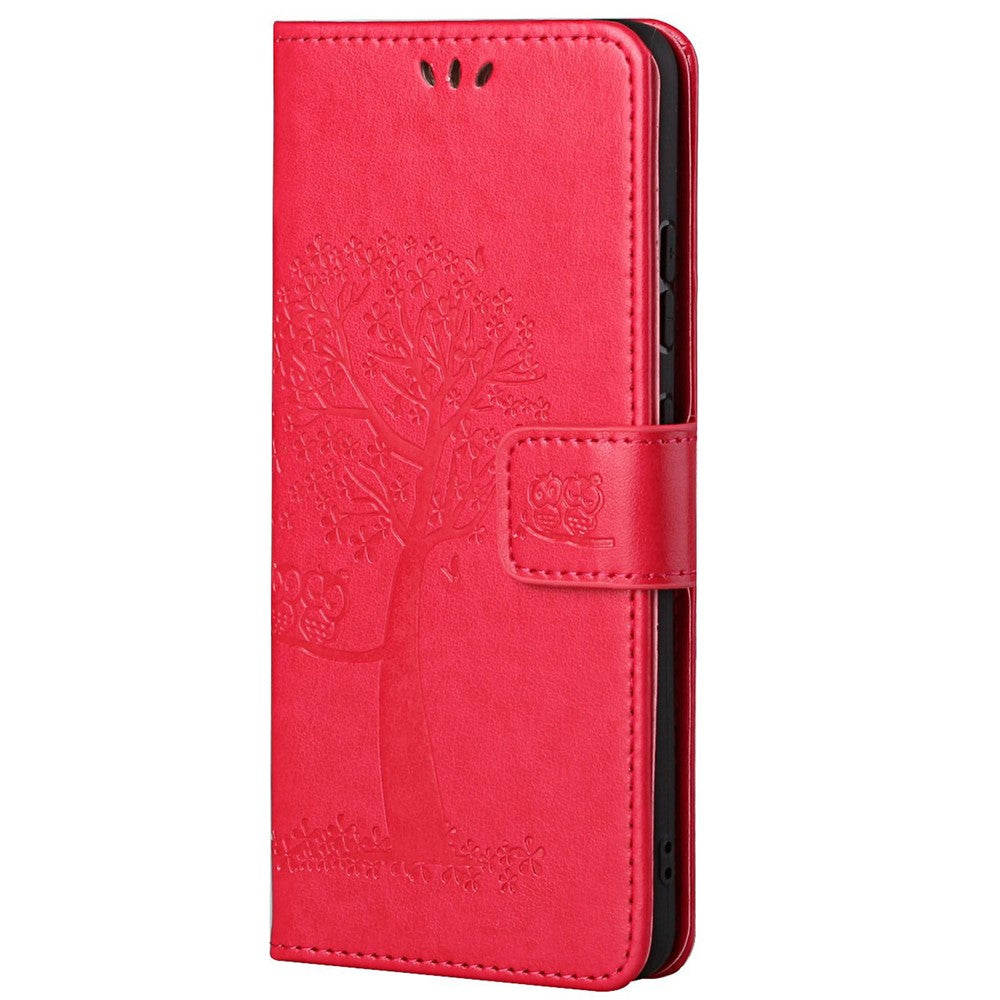 Folio Flip Owl Tree Imprint Well-Protected Anti-Drop Stylish Leather Wallet Phone Case Shell with Stand for Xiaomi Redmi Note 11 5G (China) (MediaTek)/Redmi Note 11T 5G/Redmi Note 11S 5G