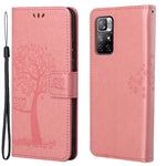 Folio Flip Owl Tree Imprint Well-Protected Anti-Drop Stylish Leather Wallet Phone Case Shell with Stand for Xiaomi Redmi Note 11 5G (China) (MediaTek)/Redmi Note 11T 5G/Redmi Note 11S 5G