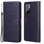 Plånboksfodral med tryck, fjärilar och blommor, fallskyddande PU-läder, skyddande mobilställ för Xiaomi Redmi Note 11 5G (Kina) (MediaTek)/Redmi Note 11T 5G/Redmi Note 11S 5G