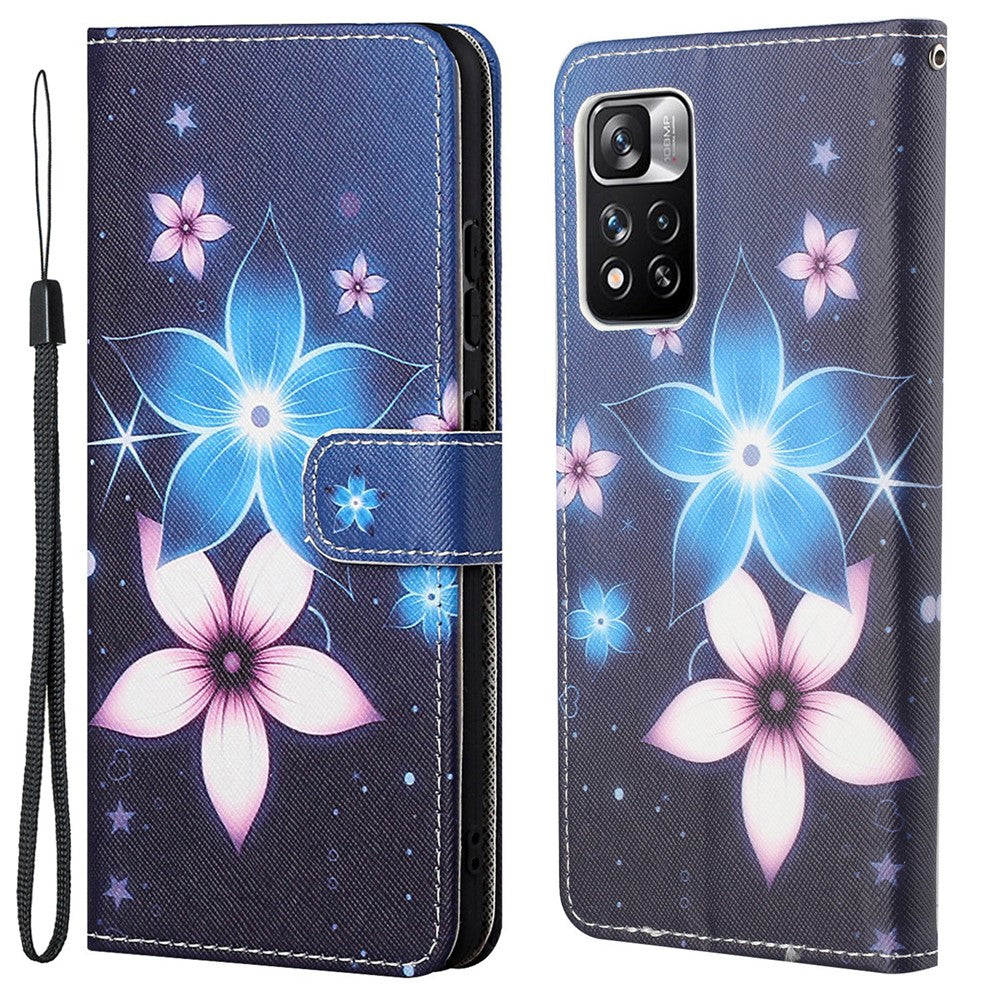Plånboksfodral i PU-läder med korsstruktur, stativ, fällbart 3D-mönster, stötsäkert skyddsfodral för Xiaomi Redmi Note 12 Pro 4G / 11 Pro 4G (MediaTek) / Note 11 Pro 5G (Qualcomm)