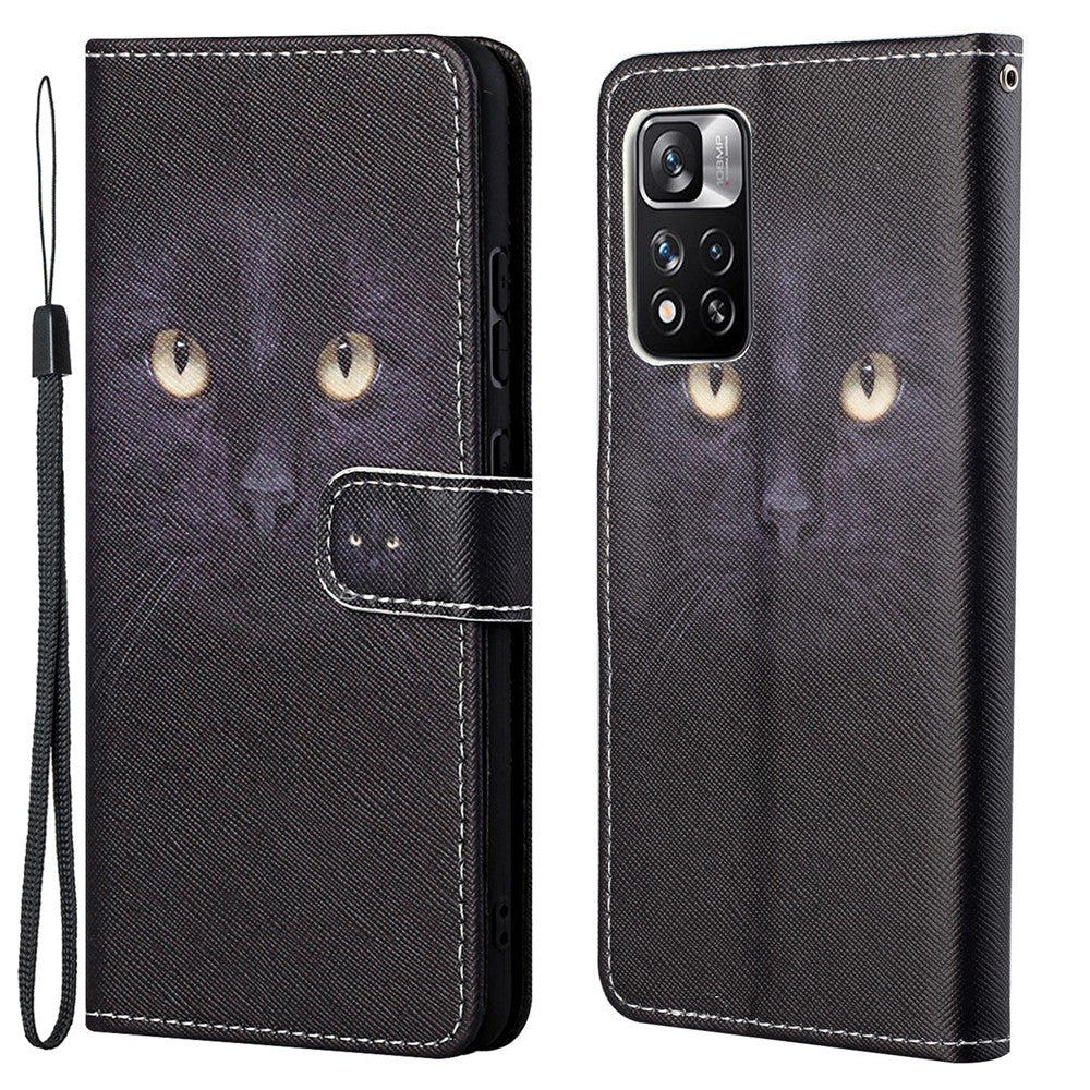 Cross Texture PU Leather Wallet Case Stand Flip 3D Pattern Printing Shockproof Protective Cover for Xiaomi Redmi Note 12 Pro 4G / 11 Pro 4G (MediaTek) / Note 11 Pro 5G (Qualcomm)