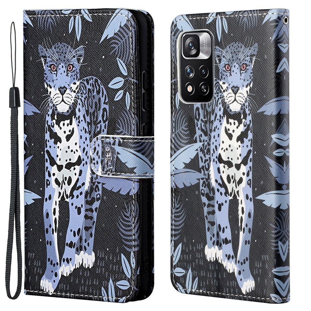 Plånboksfodral i PU-läder med korsstruktur, stativ, fällbart 3D-mönster, stötsäkert skyddsfodral för Xiaomi Redmi Note 12 Pro 4G / 11 Pro 4G (MediaTek) / Note 11 Pro 5G (Qualcomm)