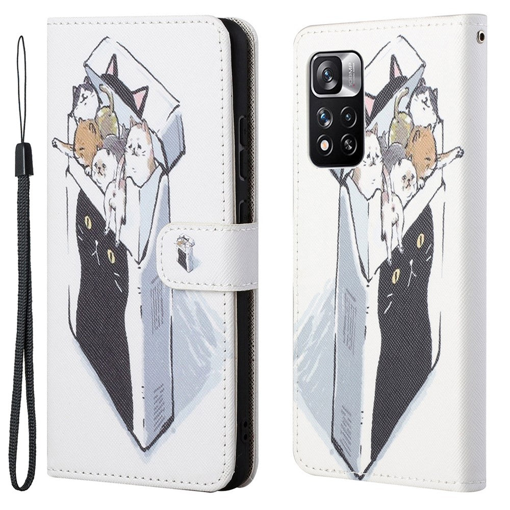 Plånboksfodral i PU-läder med korsstruktur, stativ, fällbart 3D-mönster, stötsäkert skyddsfodral för Xiaomi Redmi Note 12 Pro 4G / 11 Pro 4G (MediaTek) / Note 11 Pro 5G (Qualcomm)