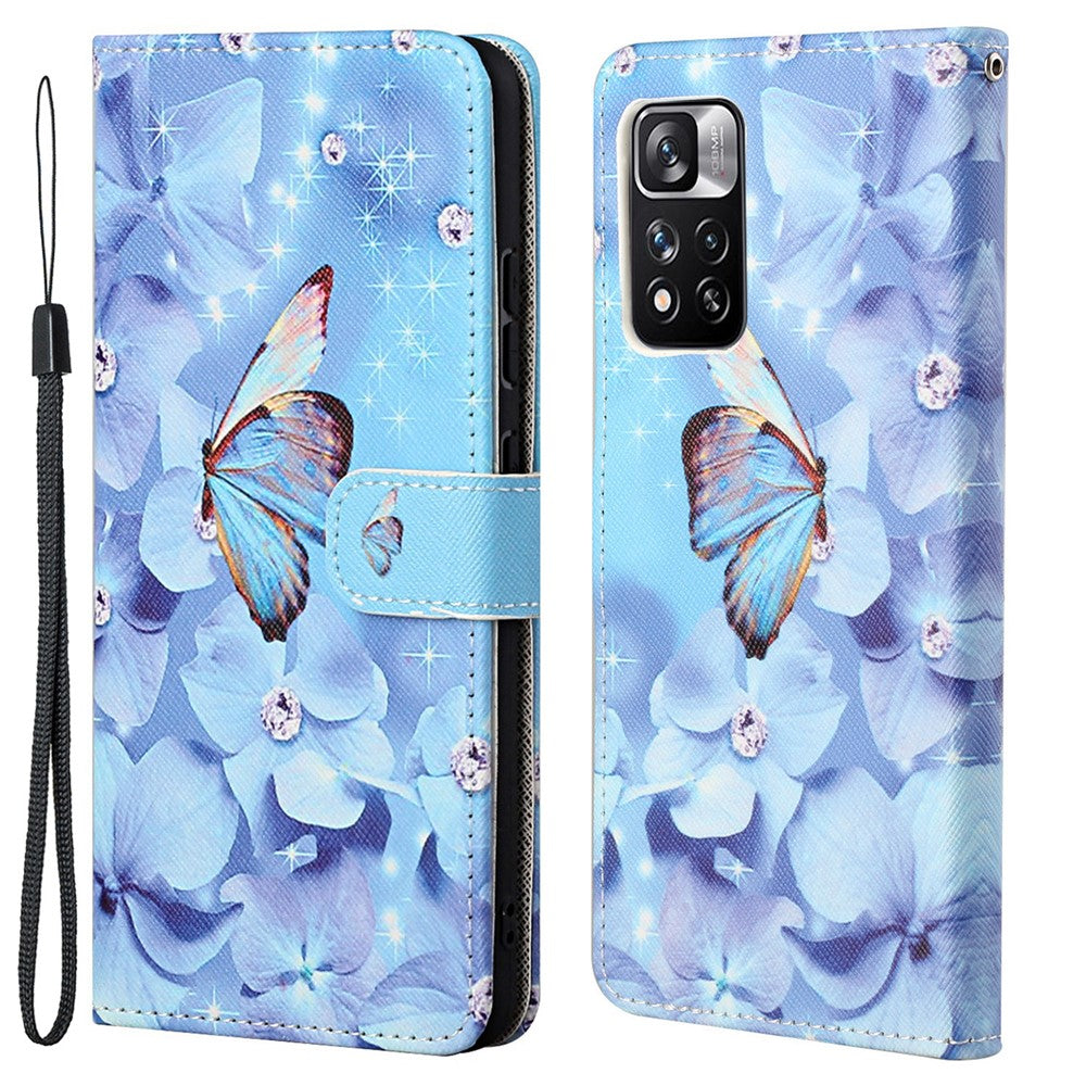 Plånboksfodral i PU-läder med korsstruktur, stativ, fällbart 3D-mönster, stötsäkert skyddsfodral för Xiaomi Redmi Note 12 Pro 4G / 11 Pro 4G (MediaTek) / Note 11 Pro 5G (Qualcomm)