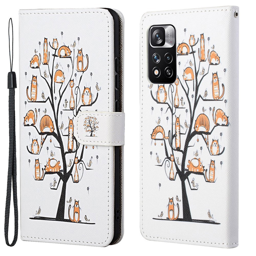 Plånboksfodral i PU-läder med korsstruktur, stativ, fällbart 3D-mönster, stötsäkert skyddsfodral för Xiaomi Redmi Note 12 Pro 4G / 11 Pro 4G (MediaTek) / Note 11 Pro 5G (Qualcomm)
