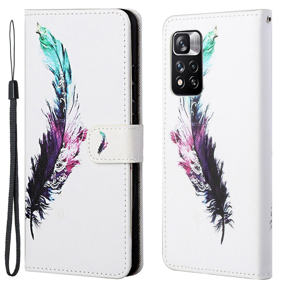 Plånboksfodral i PU-läder med korsstruktur, stativ, fällbart 3D-mönster, stötsäkert skyddsfodral för Xiaomi Redmi Note 12 Pro 4G / 11 Pro 4G (MediaTek) / Note 11 Pro 5G (Qualcomm)