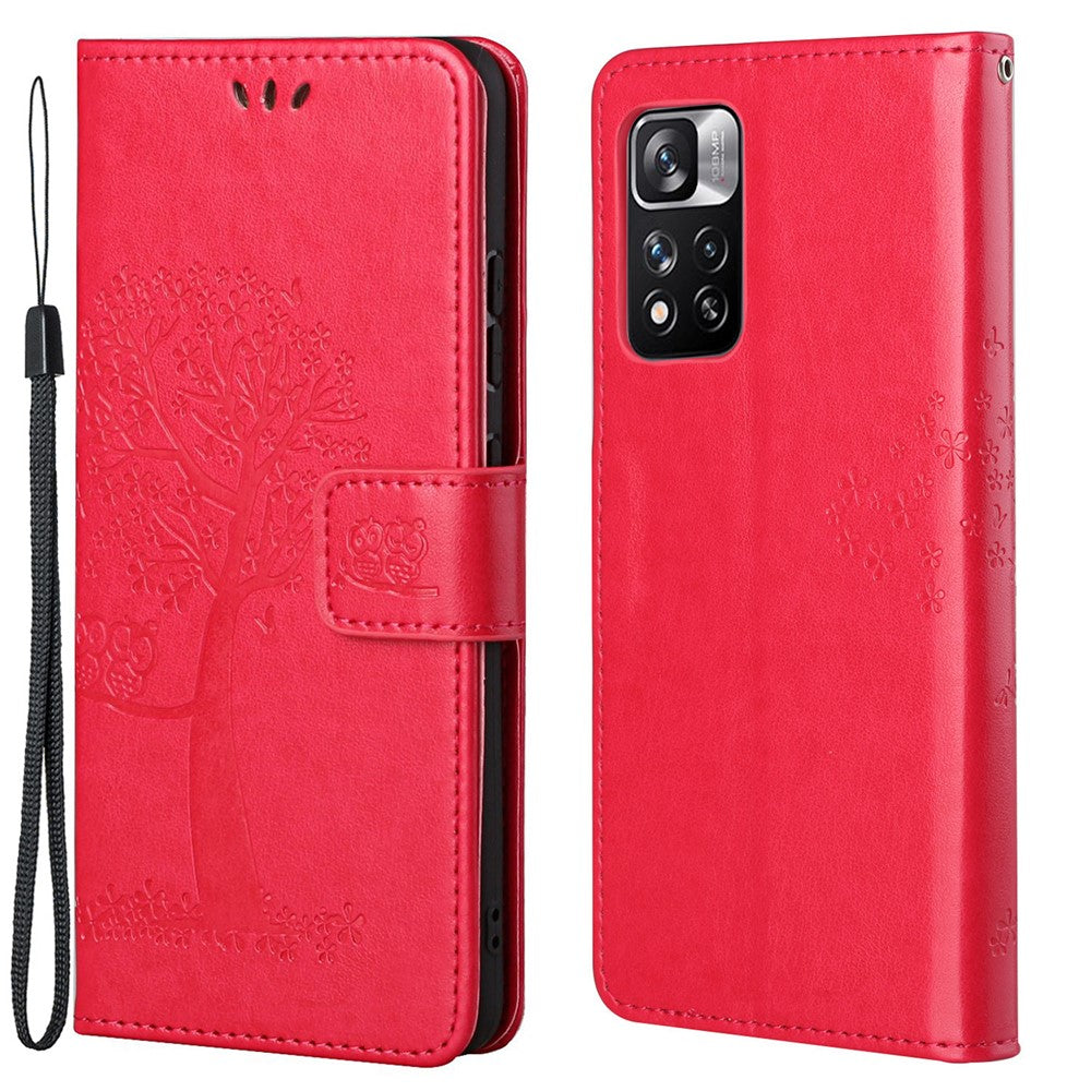 Moderne flipcover med ugletræsmønster, god beskyttelse, stødabsorberende, stilfuldt læderpungcover med stativ til Xiaomi Redmi Note 12 Pro 4G / 11 Pro 4G (MediaTek) / Note 11 Pro 5G (Qualcomm)