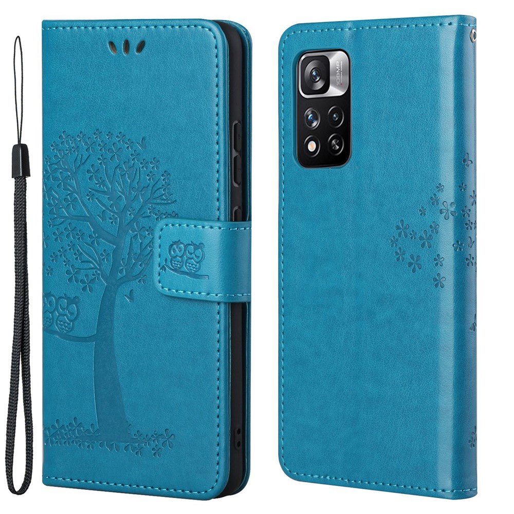 Moderne flipcover med ugletræsmønster, god beskyttelse, stødabsorberende, stilfuldt læderpungcover med stativ til Xiaomi Redmi Note 12 Pro 4G / 11 Pro 4G (MediaTek) / Note 11 Pro 5G (Qualcomm)