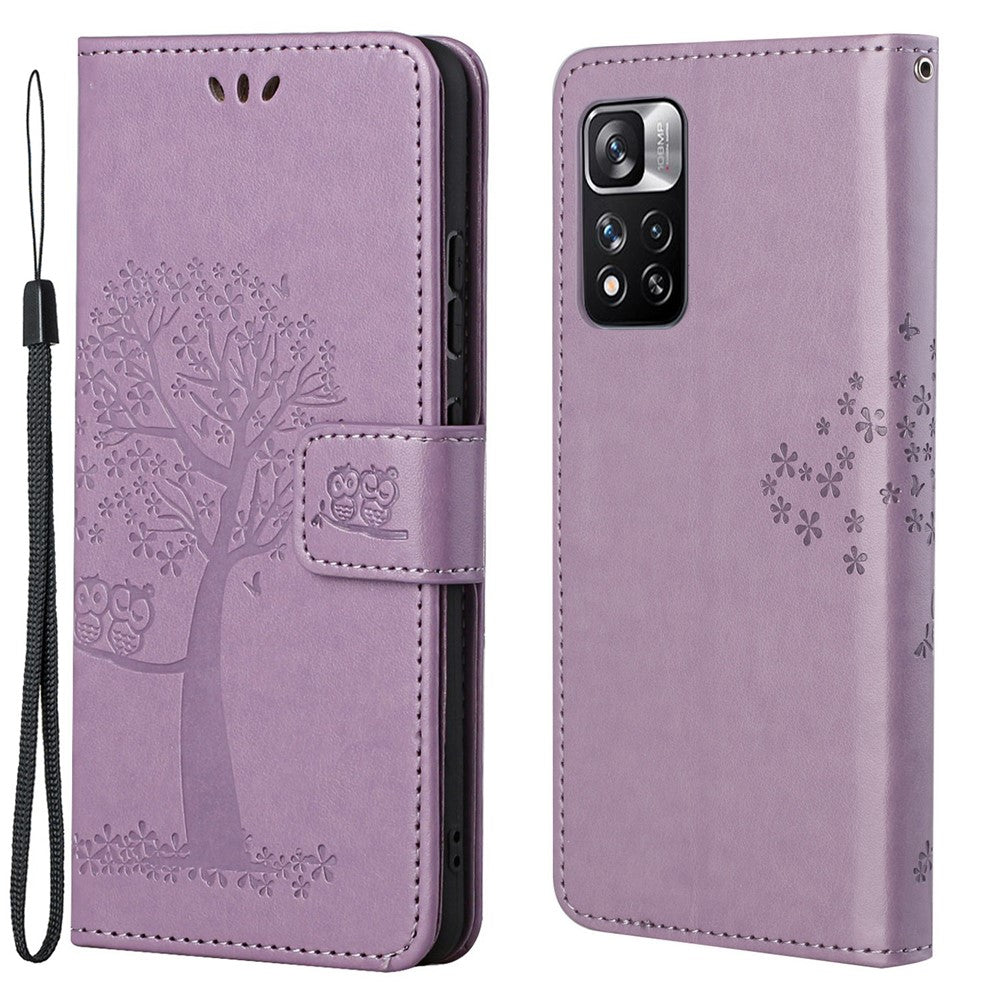 Moderne flipcover med ugletræsmønster, god beskyttelse, stødabsorberende, stilfuldt læderpungcover med stativ til Xiaomi Redmi Note 12 Pro 4G / 11 Pro 4G (MediaTek) / Note 11 Pro 5G (Qualcomm)
