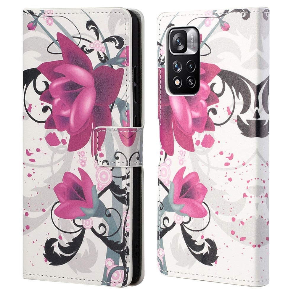 Mönstertryck PU-läder plånboksfodral med stativfunktion, magnetiskt fällbart fodral för Xiaomi Redmi Note 12 Pro 4G / 11 Pro 4G (MediaTek) / Note 11 Pro 5G (Qualcomm)
