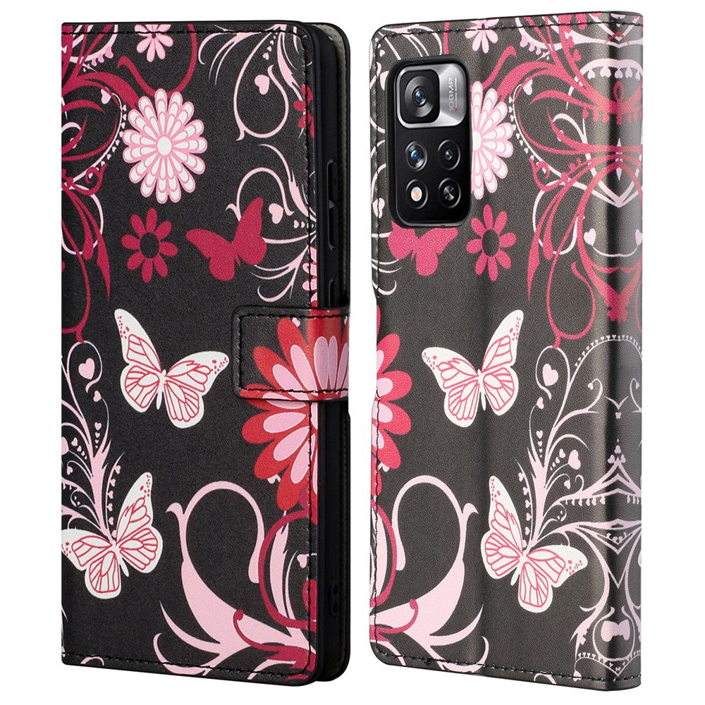 Mönstertryck PU-läder plånboksfodral med stativfunktion, magnetiskt fällbart fodral för Xiaomi Redmi Note 12 Pro 4G / 11 Pro 4G (MediaTek) / Note 11 Pro 5G (Qualcomm)