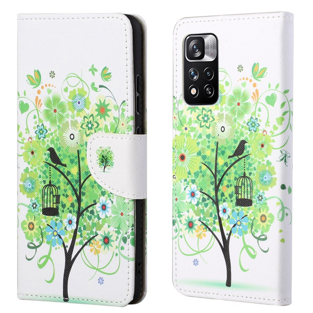Stylish Pattern Printing Phone Case Anti-fall Cross Texture PU Leather Wallet Cover with Stand for Xiaomi Redmi Note 12 Pro 4G / 11 Pro 4G (MediaTek) / Note 11 Pro 5G (Qualcomm)