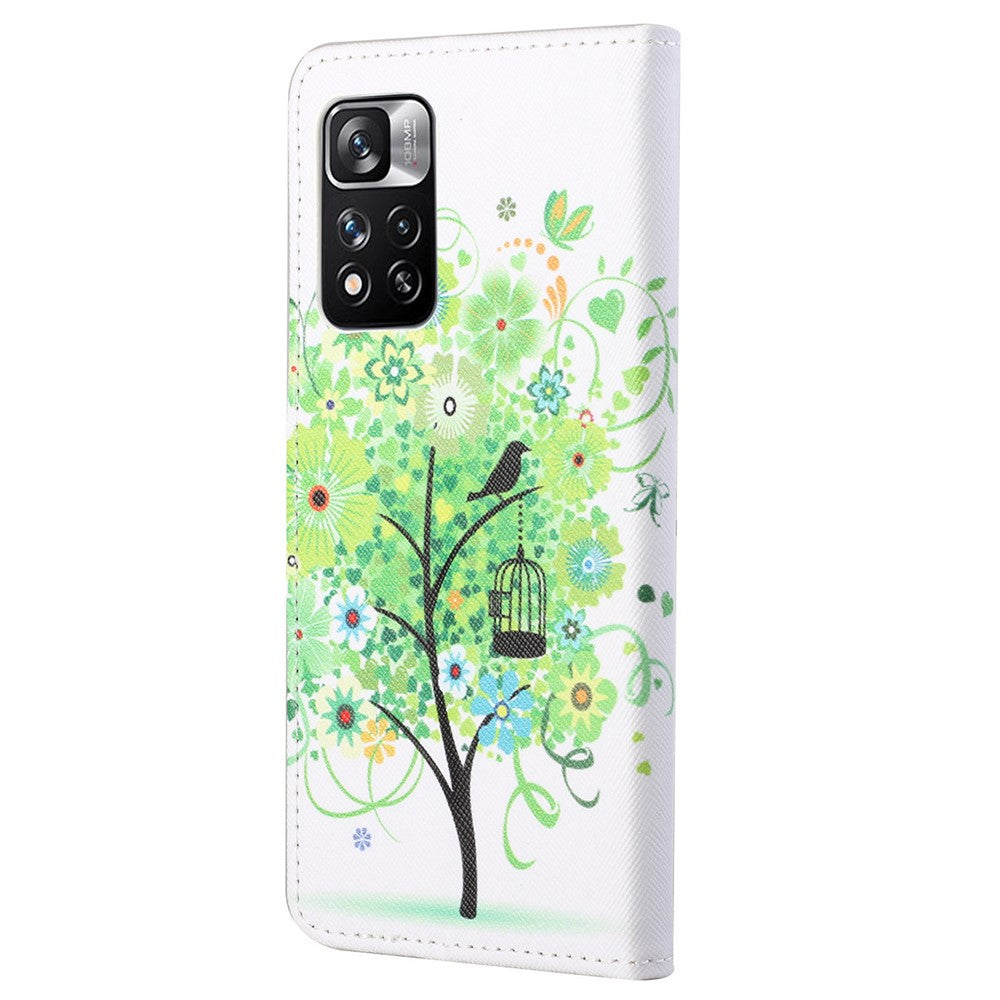 Stylish Pattern Printing Phone Case Anti-fall Cross Texture PU Leather Wallet Cover with Stand for Xiaomi Redmi Note 12 Pro 4G / 11 Pro 4G (MediaTek) / Note 11 Pro 5G (Qualcomm)