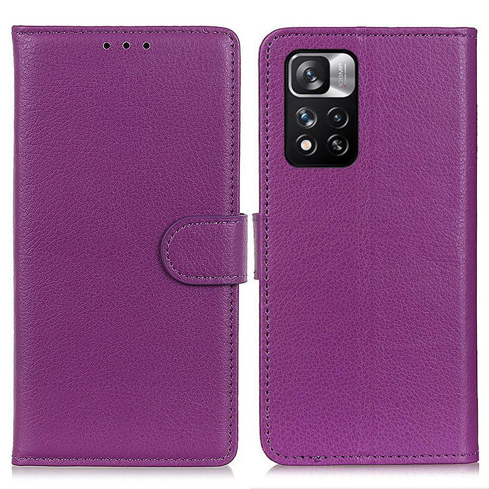 Klassisk stil i litchitextur i PU-läder, stötdämpande, magnetiskt spänne, mobilskal, stativ, plånboksskal för Xiaomi Redmi Note 11 Pro 5G (Kina) (MediaTek)/11 Pro+ 5G
