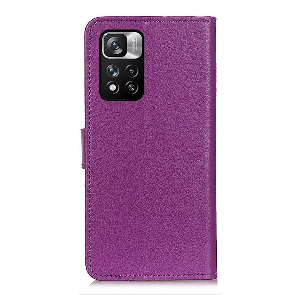 Klassisk stil i litchitextur i PU-läder, stötdämpande, magnetiskt spänne, mobilskal, stativ, plånboksskal för Xiaomi Redmi Note 11 Pro 5G (Kina) (MediaTek)/11 Pro+ 5G