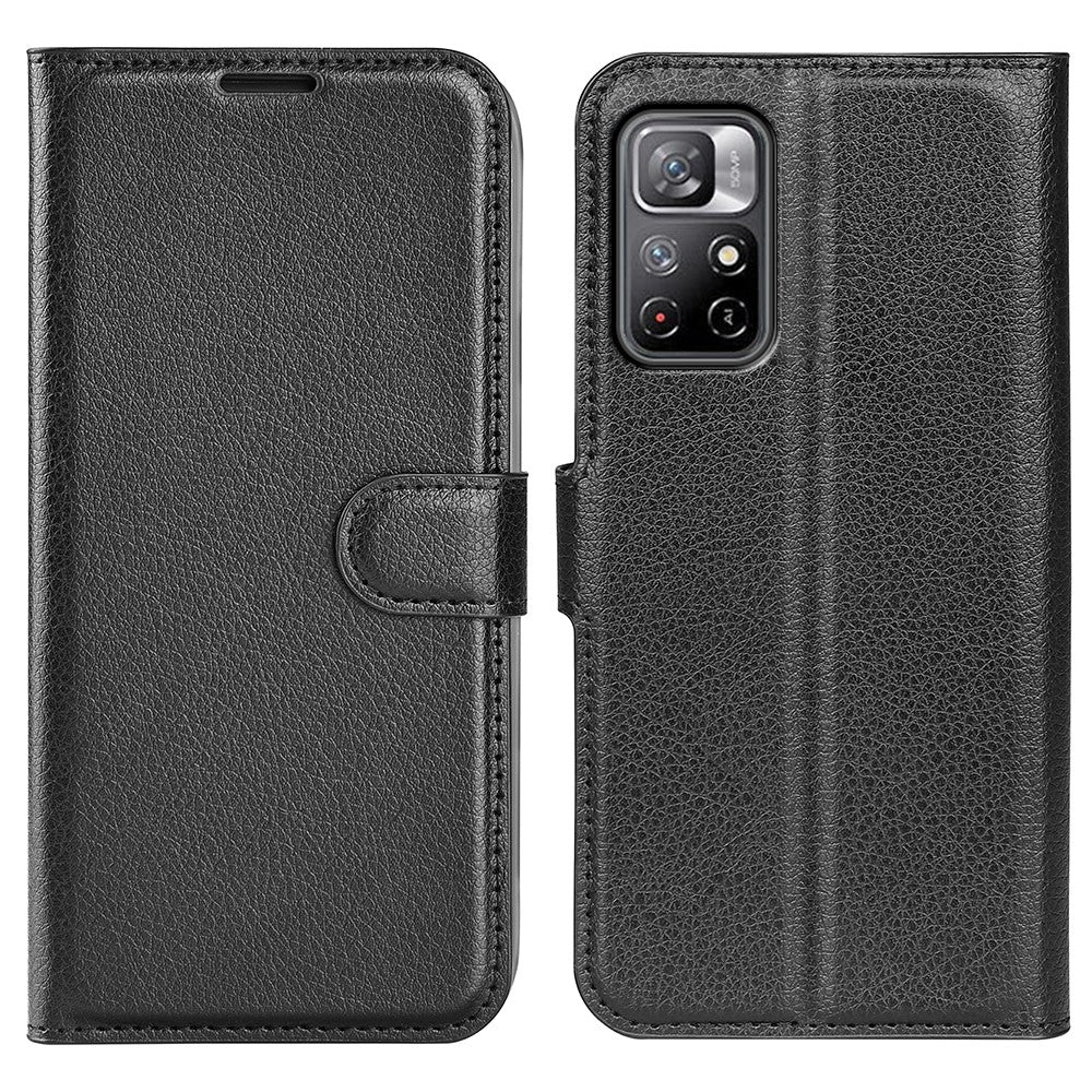 For Xiaomi Redmi Note 11 5G (China) (MediaTek)/Note 11T 5G/Note 11S 5G Litchi Texture PU Leather Flip Cover Shockproof TPU Shell Stand Wallet Phone Case