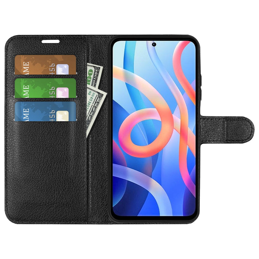 For Xiaomi Redmi Note 11 5G (China) (MediaTek)/Note 11T 5G/Note 11S 5G Litchi Texture PU Leather Flip Cover Shockproof TPU Shell Stand Wallet Phone Case