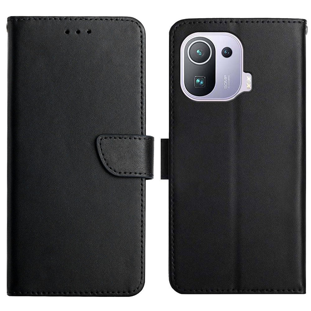 Nappa Texture Case Magnetic Clasp Wallet Stand Fall-resistant Genuine Leather Phone Case for Xiaomi Mi 11 Pro