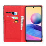 Litchi Skin Genuine Leather Phone Cover Anti-fall Stand Design Phone Case with Wrist Strap for Xiaomi Redmi Note 10 JE