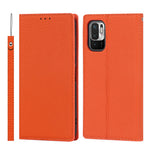 Litchi Skin Genuine Leather Phone Cover Anti-fall Stand Design Phone Case with Wrist Strap for Xiaomi Redmi Note 10 JE