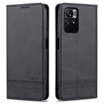 AZNS Auto-absorbed Wallet Design PU Leather Shockproof Phone Stand Cover Case for Xiaomi Redmi Note 11 5G (China) (MediaTek)/Poco M4 Pro 5G