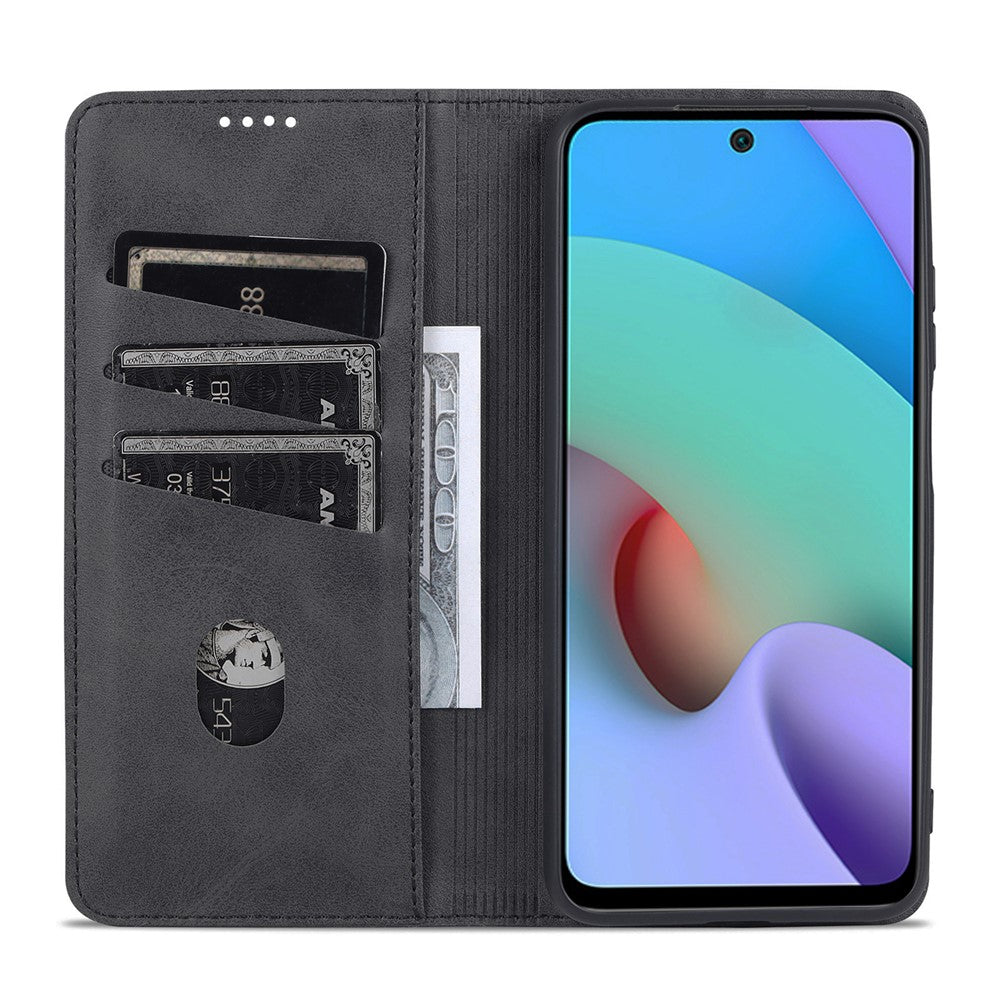 AZNS Auto-absorbed Wallet Design PU Leather Shockproof Phone Stand Cover Case for Xiaomi Redmi Note 11 5G (China) (MediaTek)/Poco M4 Pro 5G