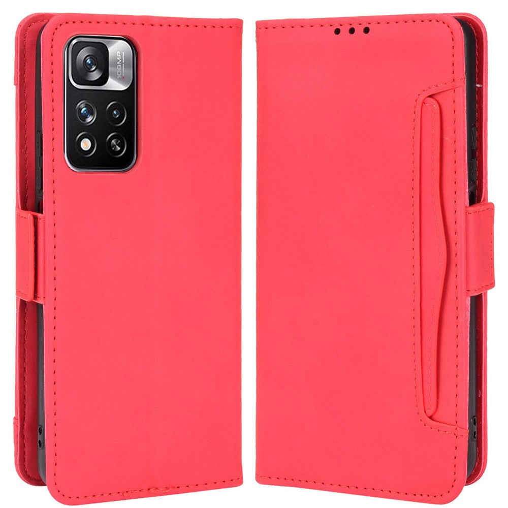 Magnetisk stängning, reptåligt fodral, design med flera kortplatser, plånbok i PU-läder och stativ för Xiaomi Redmi Note 11 Pro+ 5G/Redmi Note 11 Pro 5G (Kina) (MediaTek)