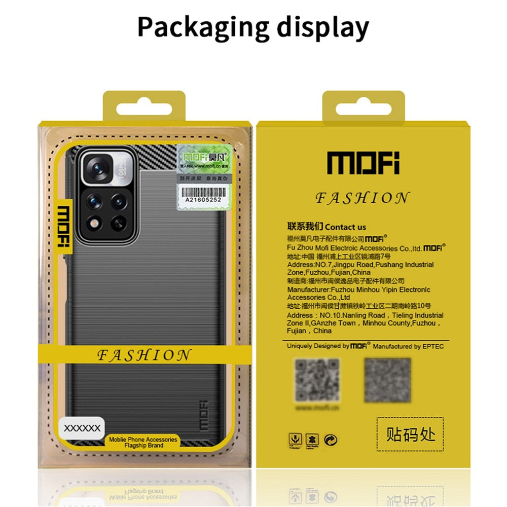 MOFI Shockproof Carbon Fiber Brushed Texture TPU Phone Case for Xiaomi Redmi Note 11 Pro+ 5G/Redmi Note 11 Pro 5G (China) (MediaTek)