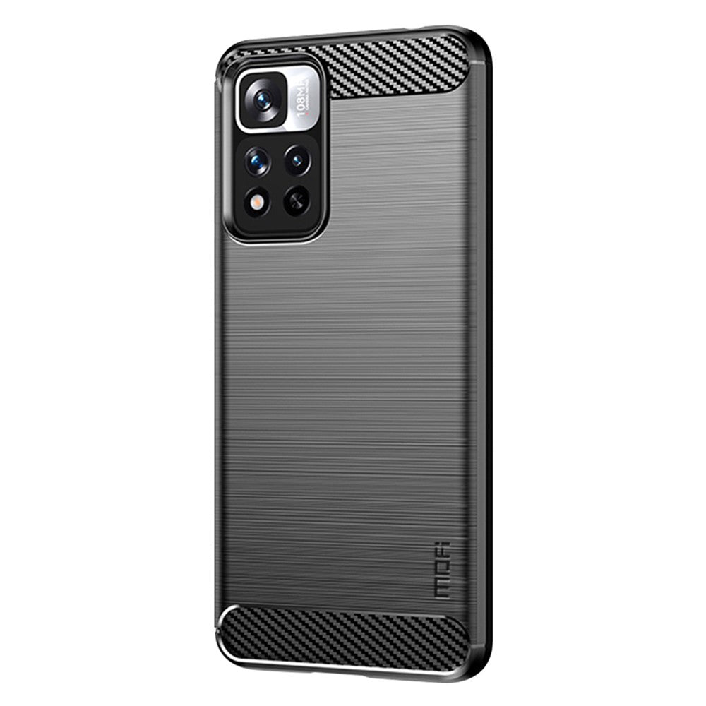 MOFI Shockproof Carbon Fiber Brushed Texture TPU Phone Case for Xiaomi Redmi Note 11 Pro+ 5G/Redmi Note 11 Pro 5G (China) (MediaTek)