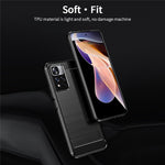 MOFI Shockproof Carbon Fiber Brushed Texture TPU Phone Case for Xiaomi Redmi Note 11 Pro+ 5G/Redmi Note 11 Pro 5G (China) (MediaTek)