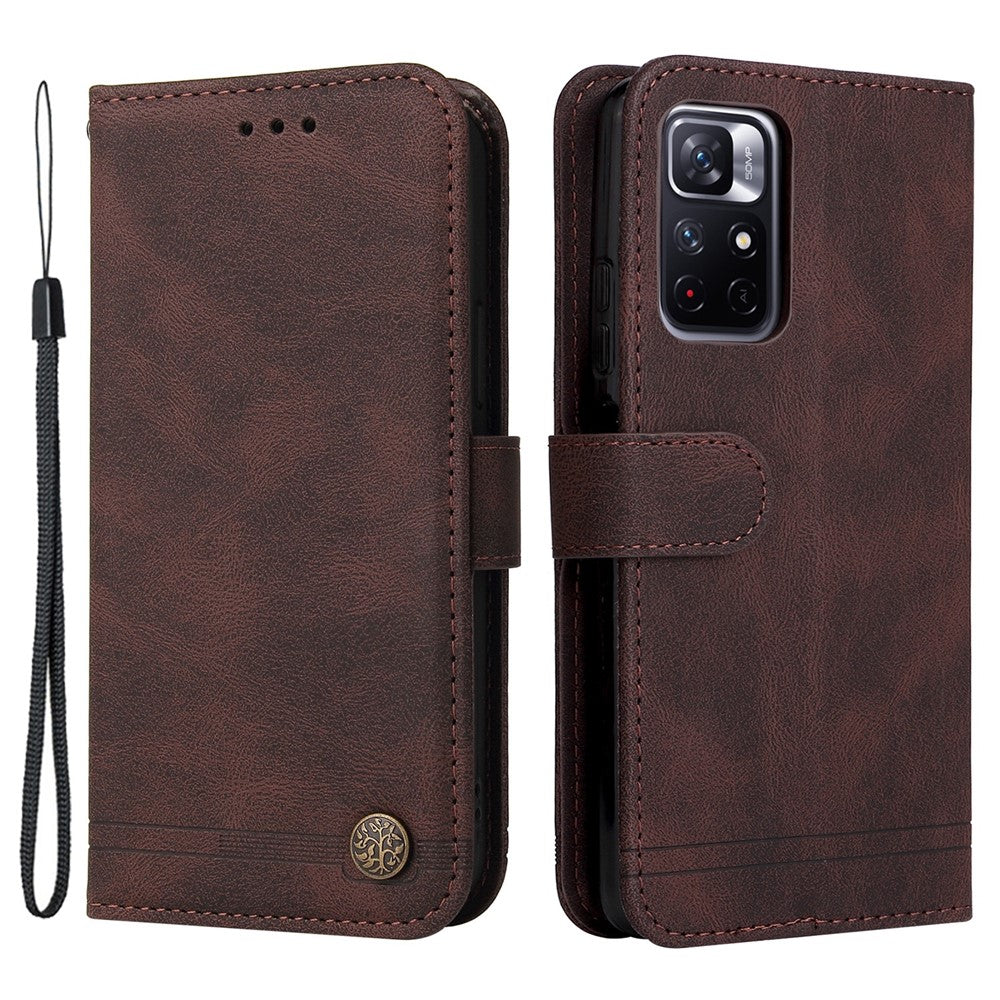 Xiaomi Redmi Note 11 5G (Kina) (MediaTek) / Note 11T 5G / Note 11S 5G-pungcover af læder, skin-touch-mobilcover med stativ og rem