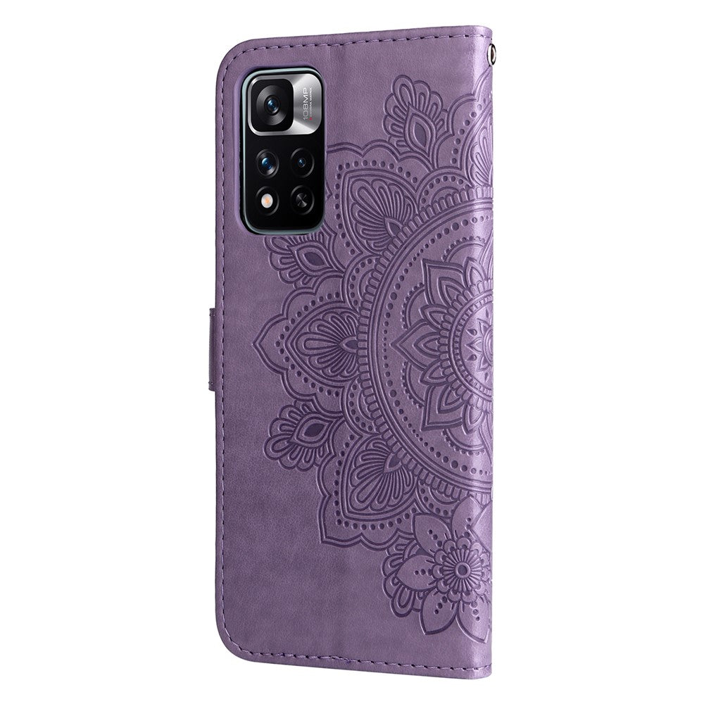 Imprinting Flower Pattern Wallet Leather Protective Phone Case Shell with Foldable Stand for Xiaomi Redmi Note 11 Pro 5G (China) (MediaTek)/Note 11 Pro+ 5G