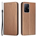 Lædercover med kulfiberstruktur, stativ, pung og magnetisk selvlukkende mobilcover til Xiaomi 11T/11T Pro