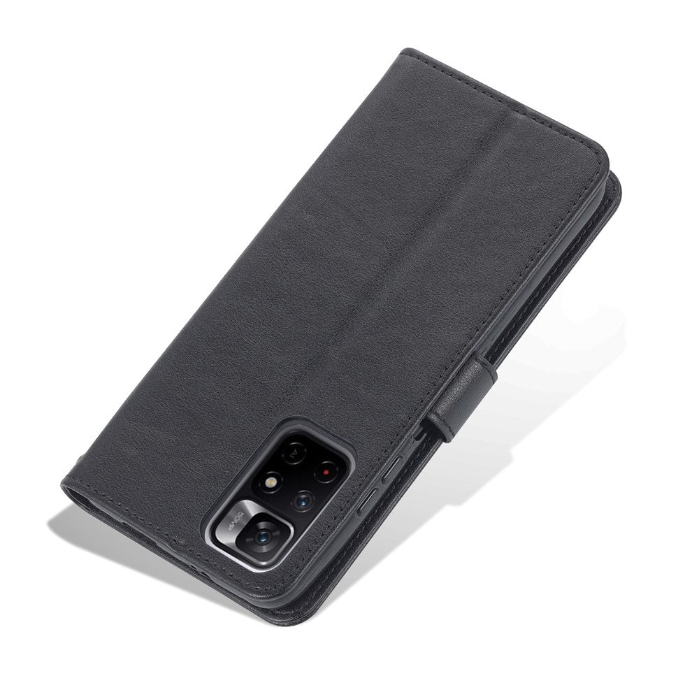 AZNS for Xiaomi Redmi Note 11 5G (China) (MediaTek)/Note 11T 5G/Note 11S 5G PU Leather Anti-Drop Dual-Sided Magnetic Clasp Wallet Holder Design Phone Case